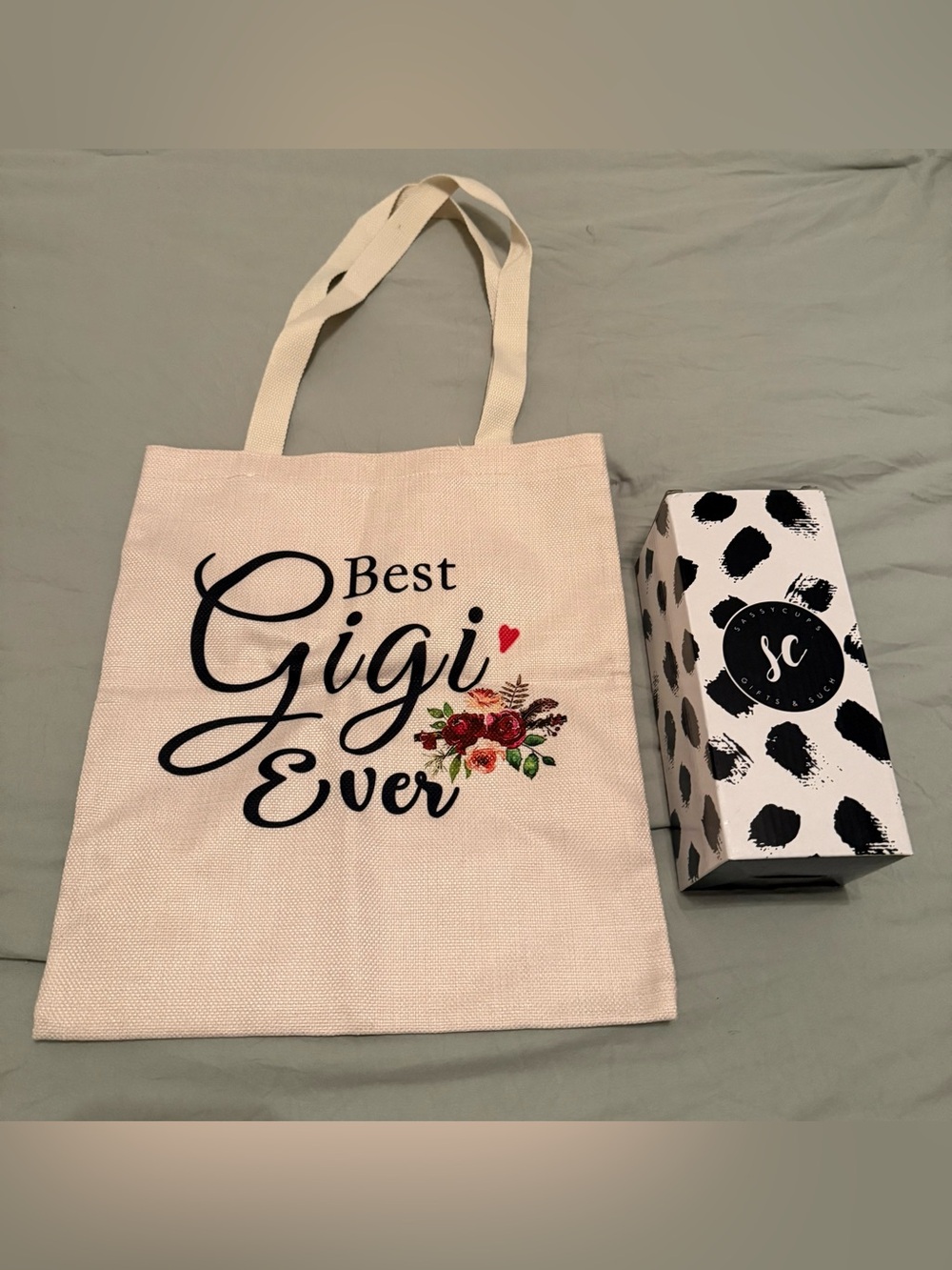 Best Gigi Ever Cream Canvas Tote Bag and Tumbler